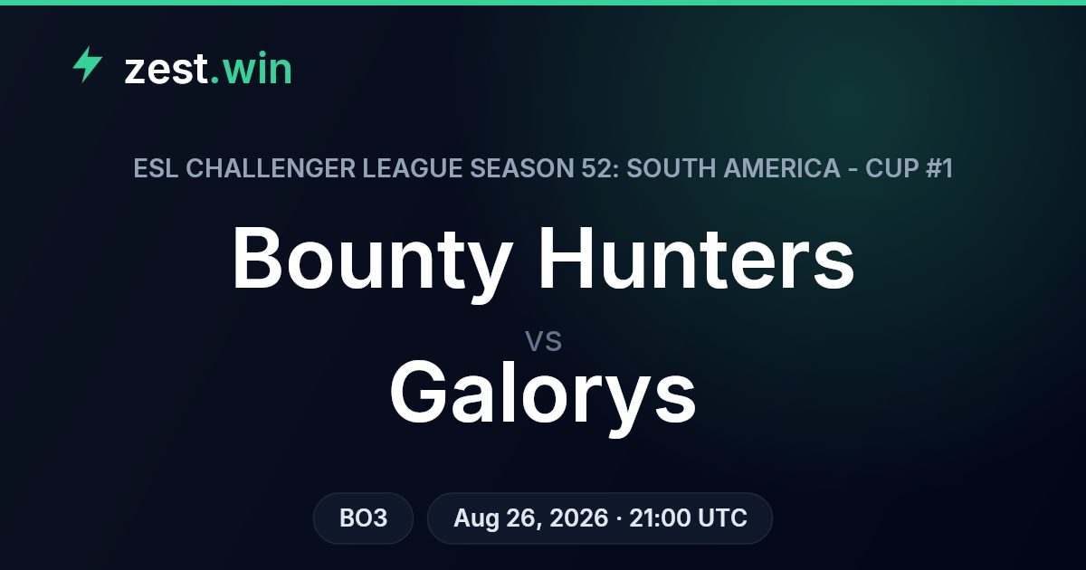 Bounty Hunters vs Galorys Prediction — ECL S52 SA Cup #1