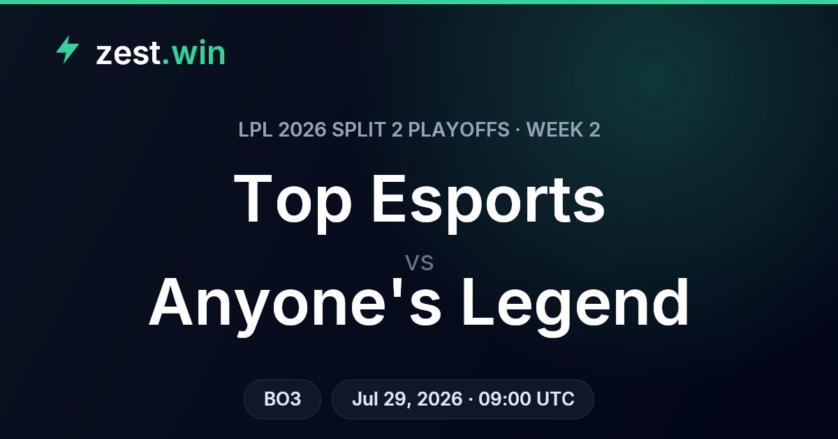 Top Esports vs Anyone's Legend: LPL 2026 Split 2 Playoffs prediction