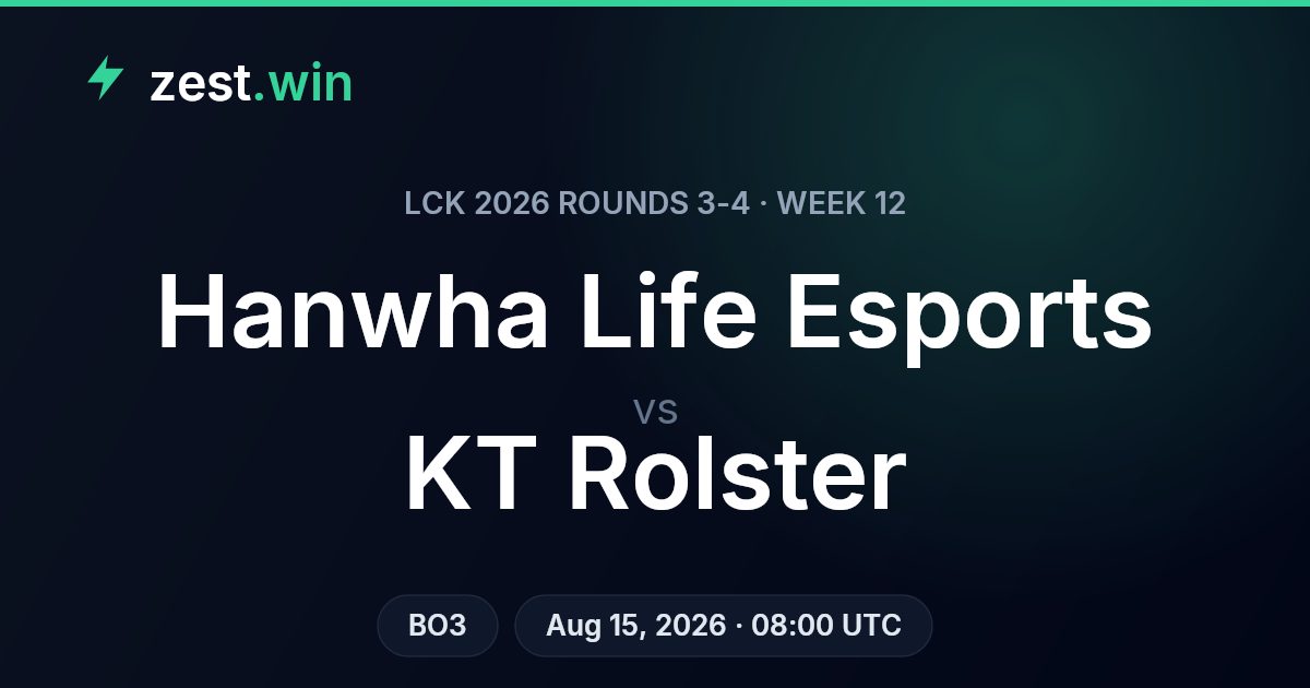 Hanwha Life Esports vs KT Rolster – LCK Week 12 Prediction