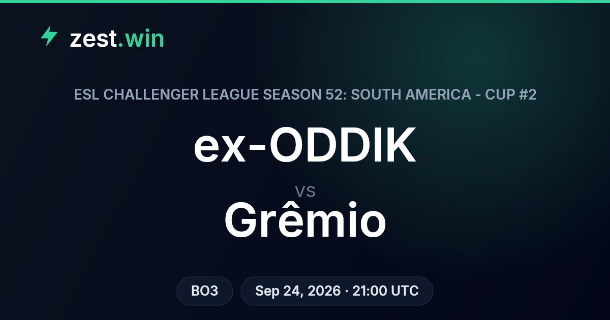 ex-ODDIK vs Grêmio Prediction — ESL Challenger League Season 52