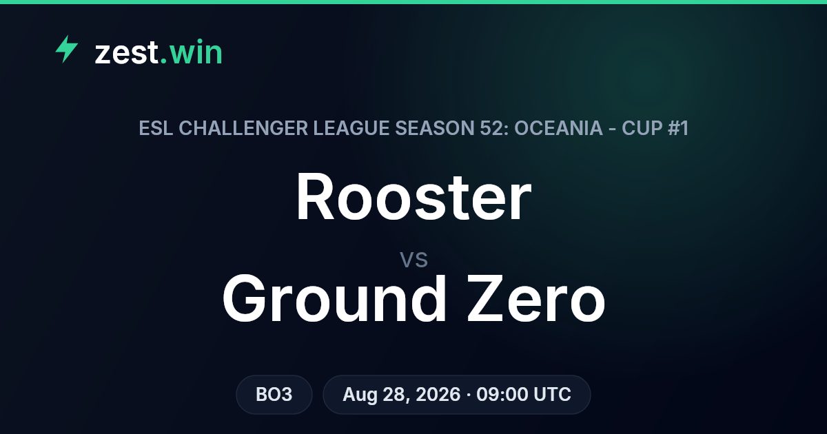 Rooster vs Ground Zero Prediction — ECL S52 Oceania Cup #1