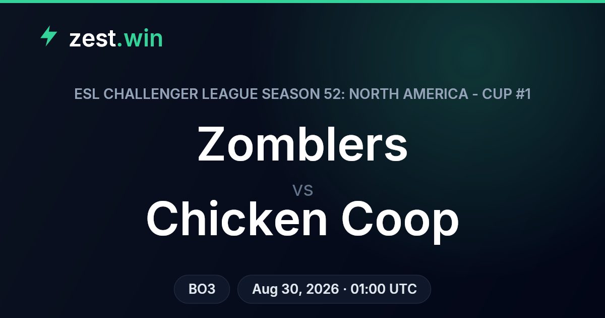 Zomblers vs Chicken Coop Prediction — ESL Challenger League