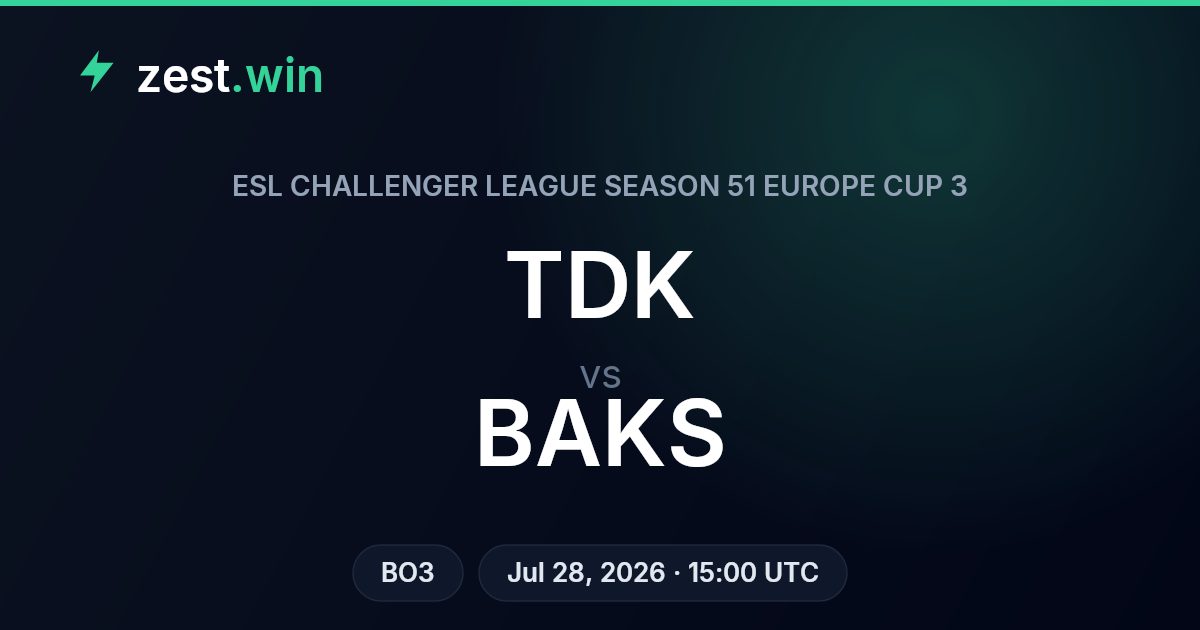 TDK vs BAKS: ESL Challenger League Season 51 Europe Cup 3 Preview