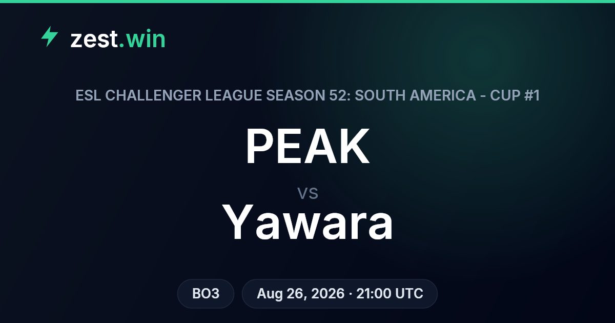 PEAK vs Yawara Prediction — ESL Challenger League S52 SA Cup #1