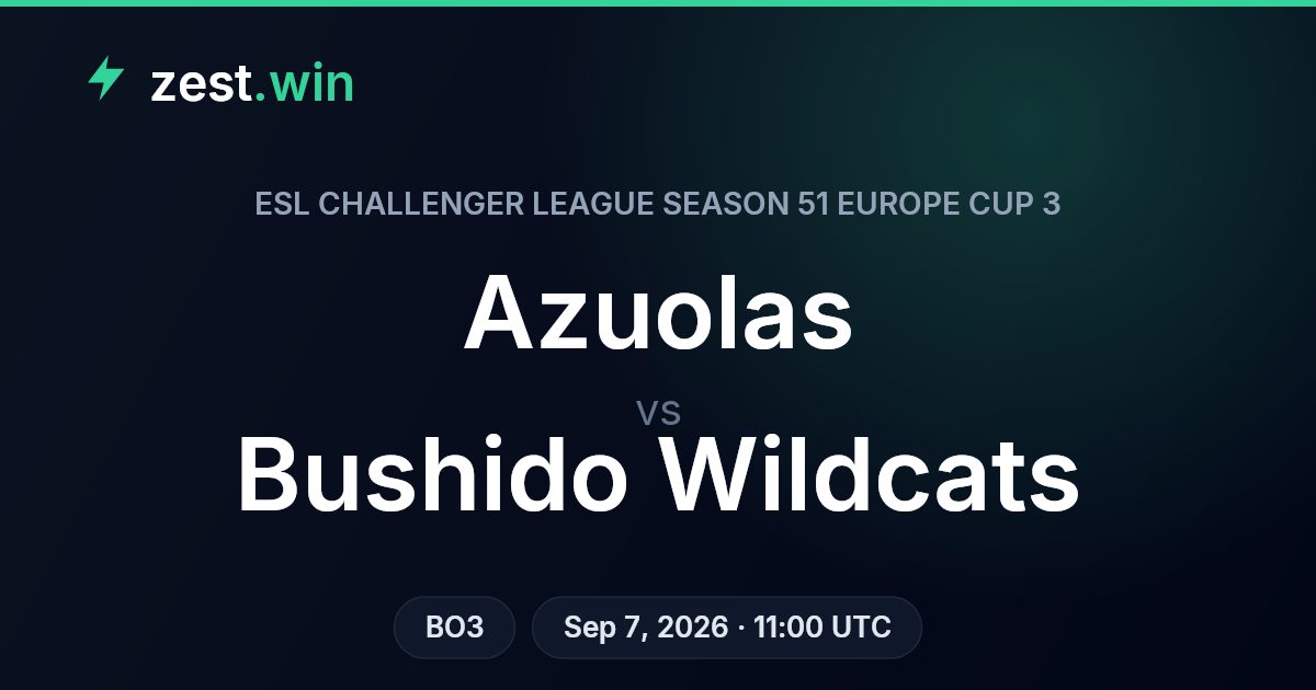 Azuolas vs Bushido Wildcats Prediction — ESL CL S51 Europe Cup 3