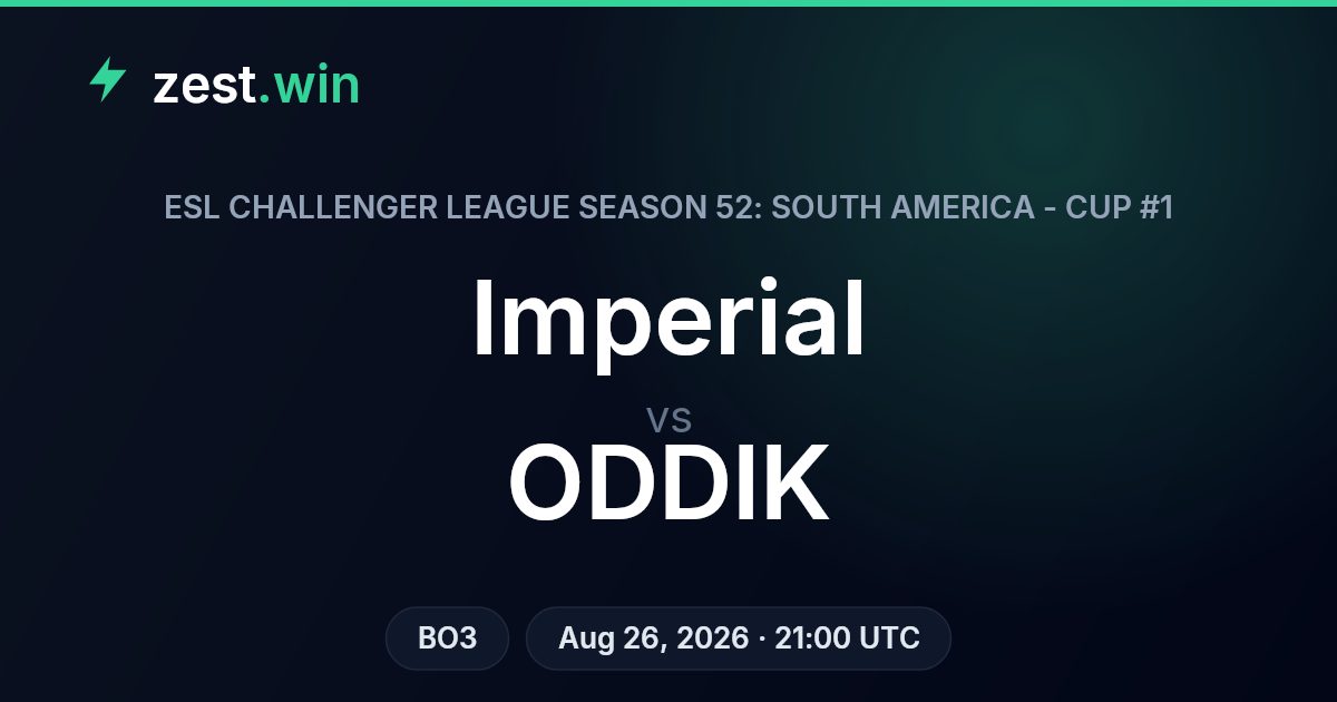 Imperial vs ODDIK Prediction — ESL Challenger League S52 SA Cup