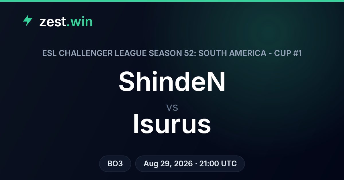 ShindeN vs Isurus Prediction — ESL Challenger League S52 SA Cup #1