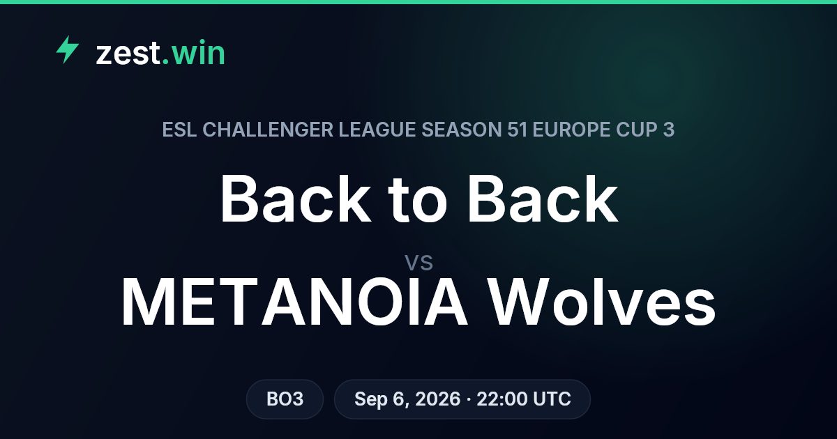 Back to Back vs METANOIA Wolves Prediction — ECL Europe Cup 3