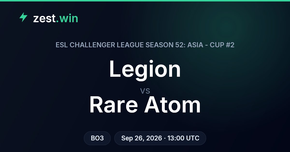 Legion vs Rare Atom Prediction — ESL Challenger League Season 52