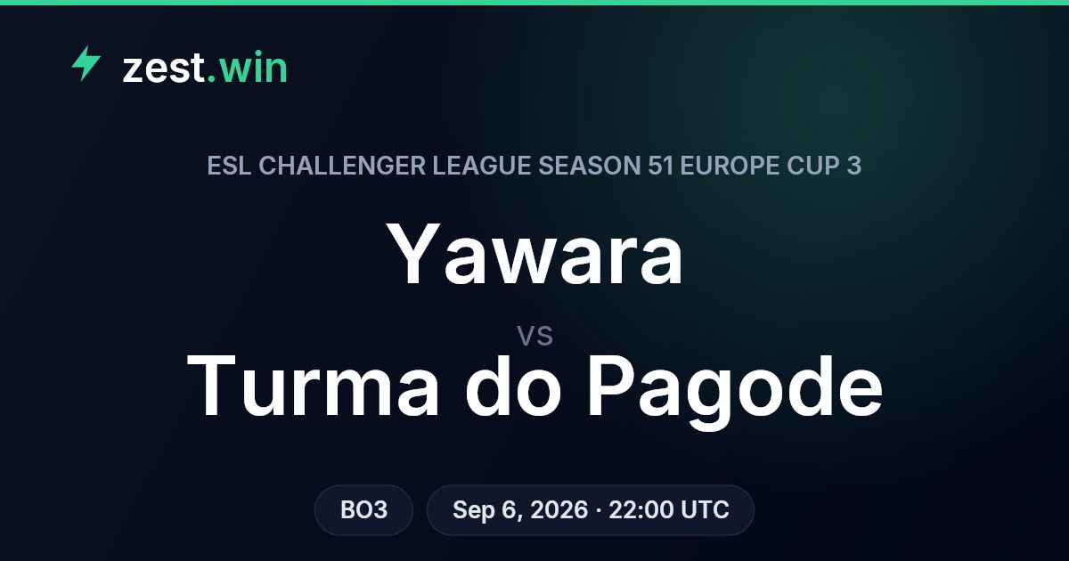 Yawara vs Turma do Pagode: ESL Challenger League Prediction