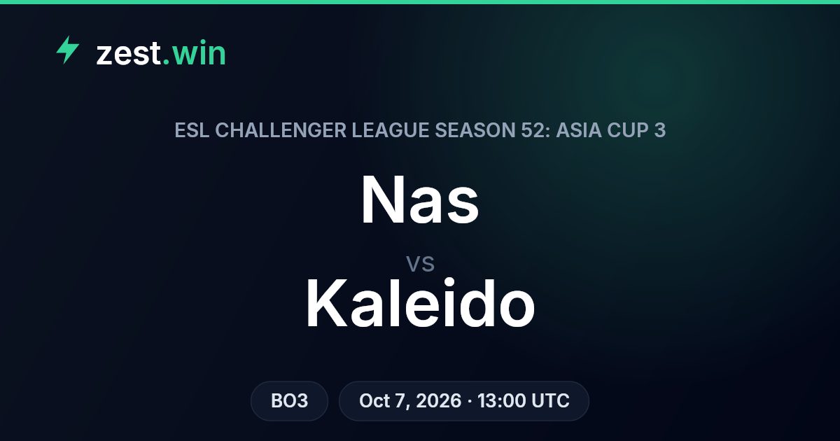 Nas vs Kaleido: model backs Kaleido in ESL Asia Cup 3 BO3