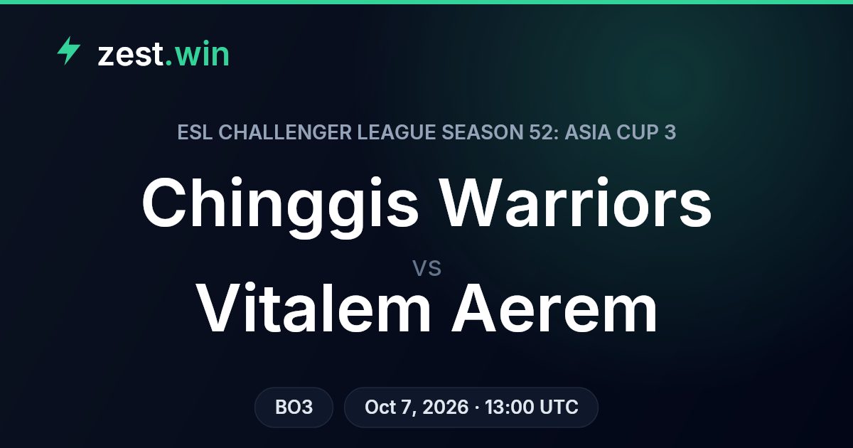 Chinggis Warriors vs Vitalem Aerem Prediction — Asia Cup 3