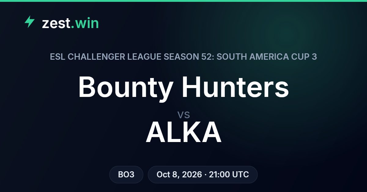 Bounty Hunters vs ALKA: model sees 54%, market prices 64%