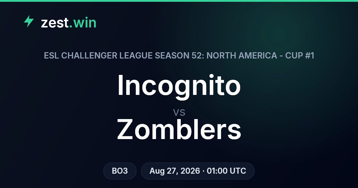 Incognito vs Zomblers Prediction — ECL Season 52 NA Cup #1