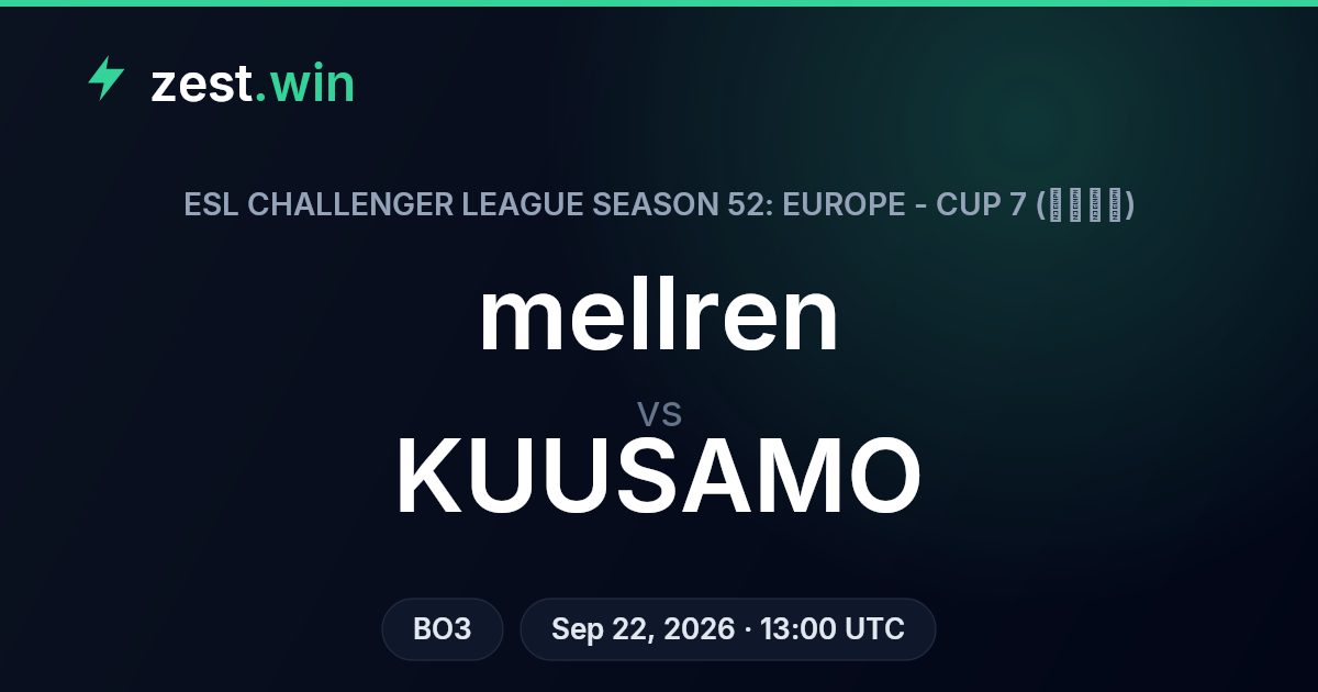 mellren vs KUUSAMO Prediction — ESL Challenger League Cup 7
