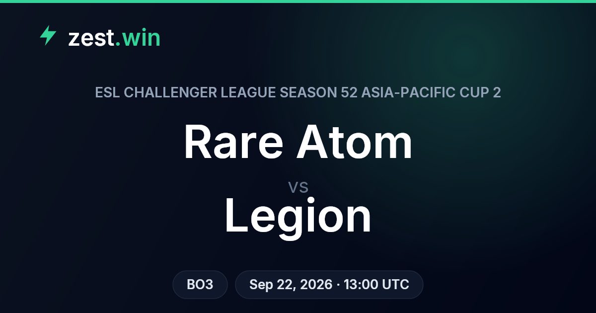 Rare Atom vs Legion Prediction — ESL Challenger APAC Cup 2