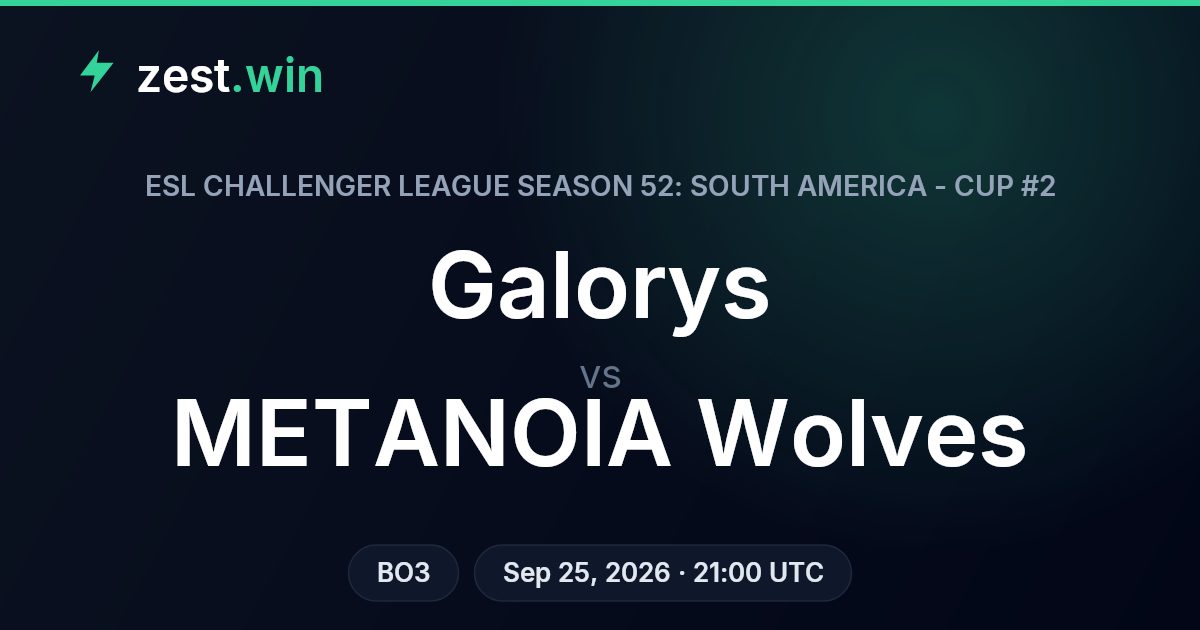 Galorys vs METANOIA Wolves Prediction — ESL Challenger League