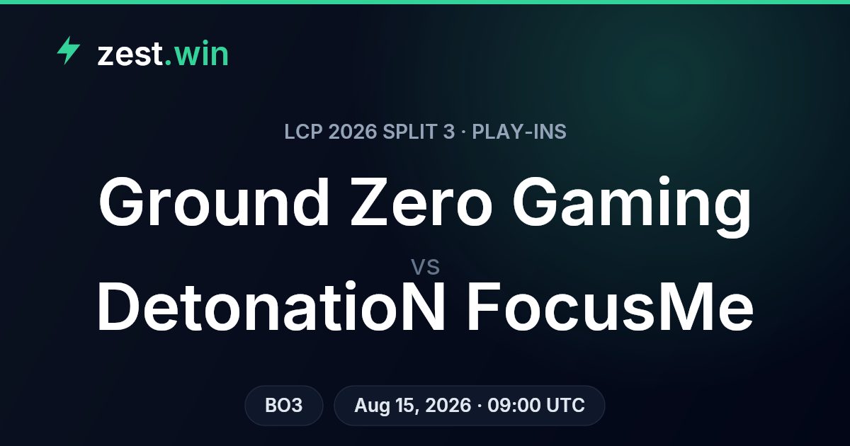 Ground Zero vs DetonatioN FocusMe: LCP 2026 Split 3 Play-Ins Prediction
