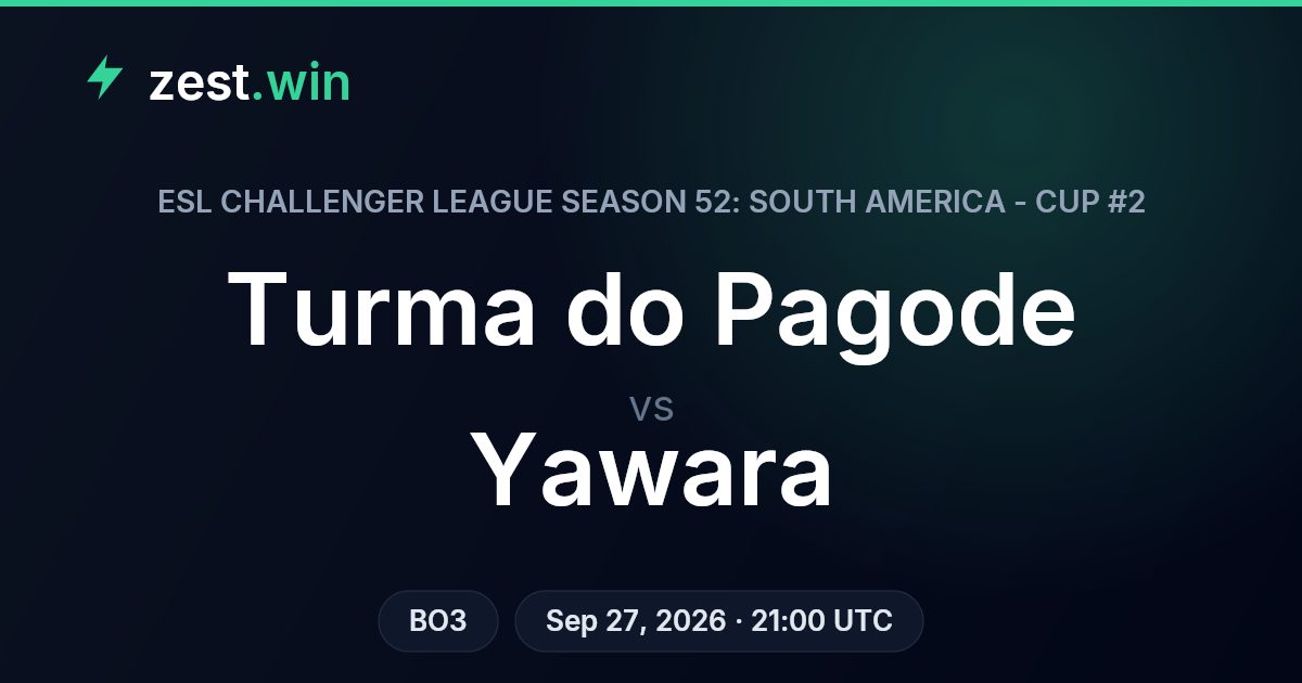 Turma do Pagode vs Yawara Prediction — ESL Challenger SA Cup #2