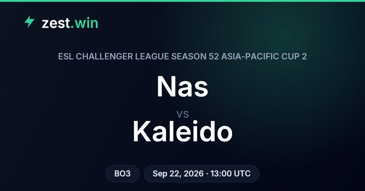Nas vs Kaleido Prediction — ESL Challenger League APAC Cup 2
