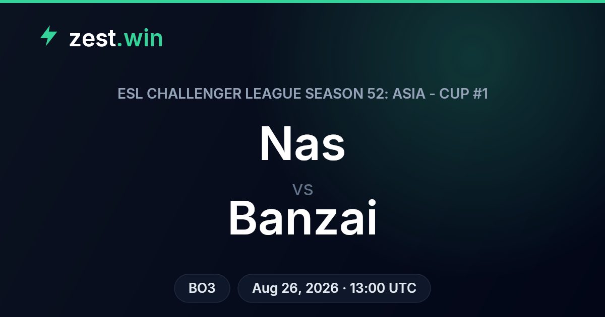 Nas vs Banzai Prediction — ESL Challenger League Asia Cup #1