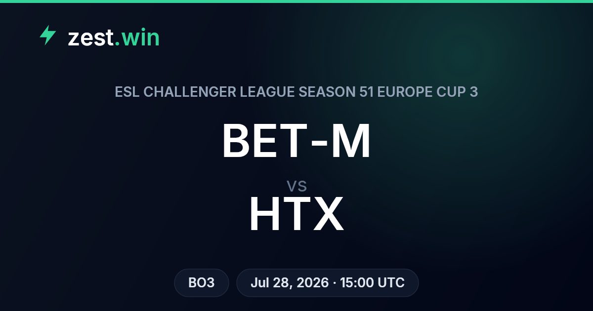 BET-M vs HTX: ESL Challenger League Europe Cup 3 – Model Predicts Dominant Series