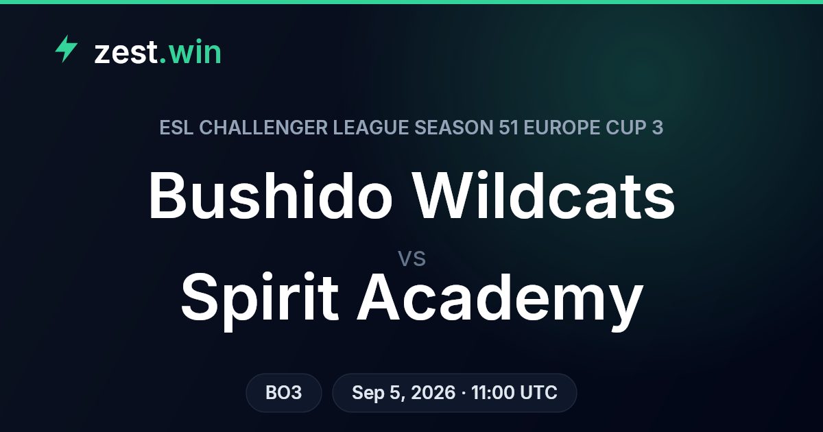 Bushido Wildcats vs Spirit Academy Prediction — ESL Europe Cup 3