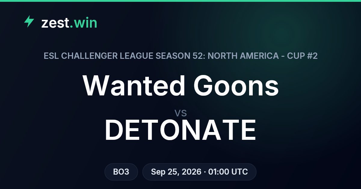 Wanted Goons vs DETONATE Prediction — ESL Challenger League