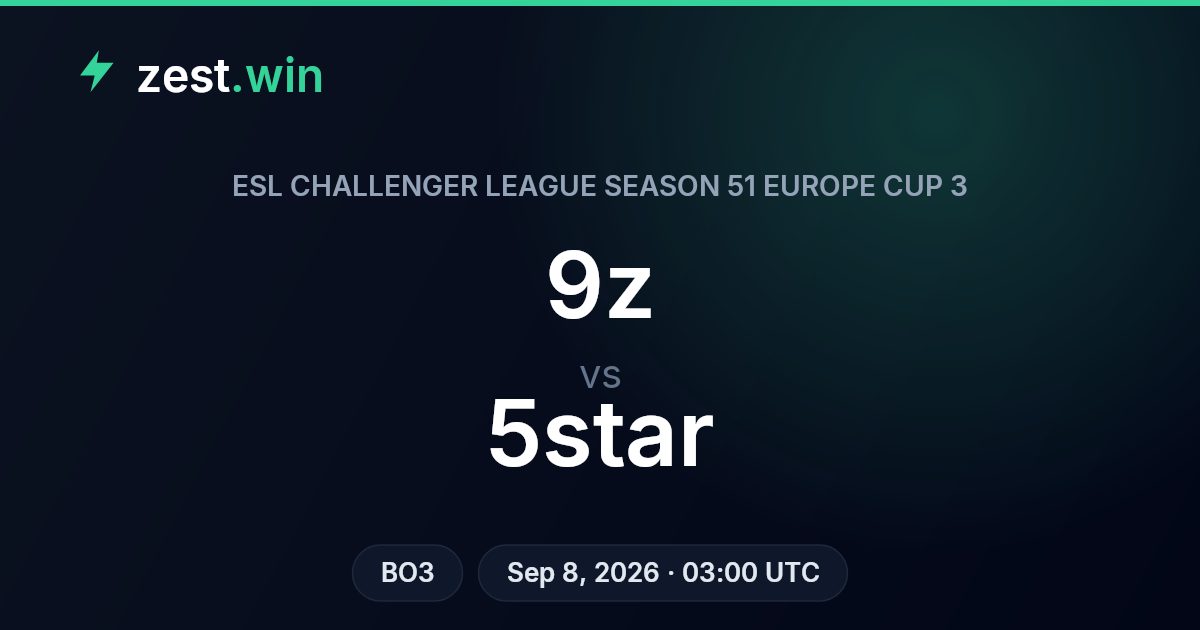 9z vs 5star Prediction — ESL Challenger League S51 Europe Cup 3