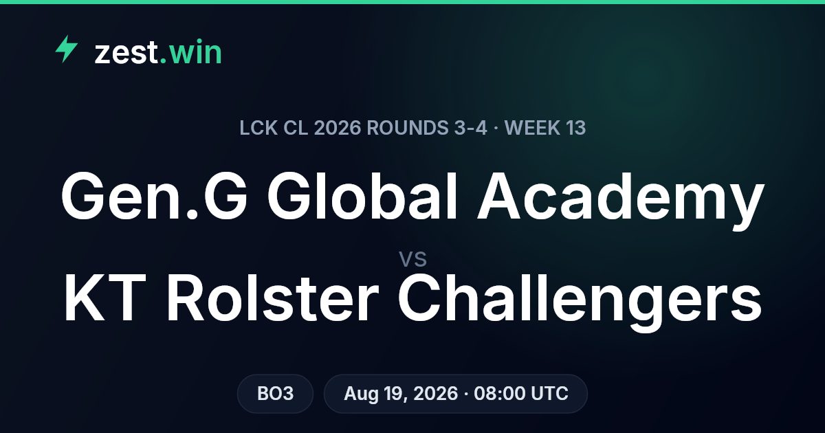 Gen.G Global Academy vs KT Rolster Challengers: LCK CL 2026 Week 13 Preview