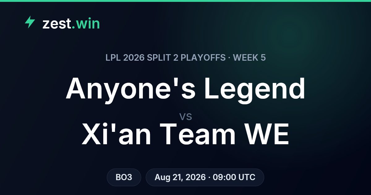 Anyone's Legend vs Xi'an Team WE – LPL 2026 Split 2 Playoffs Prediction
