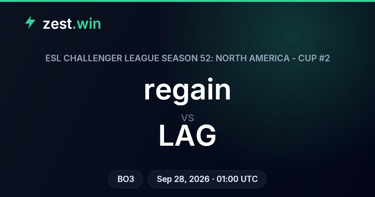 regain vs LAG Prediction — ESL Challenger League Cup #2