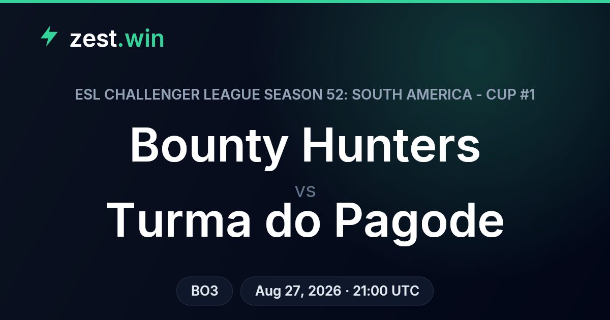Bounty Hunters vs Turma do Pagode Prediction — ECL S52 SA Cup #1