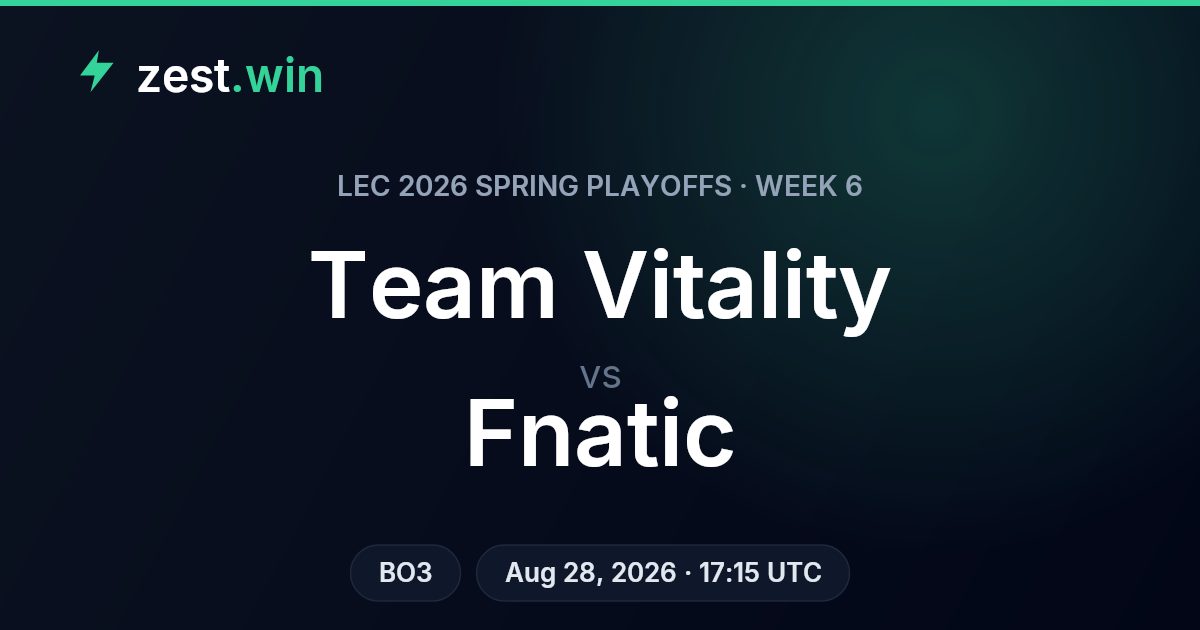 Team Vitality vs Fnatic Prediction — LEC 2026 Spring Playoffs