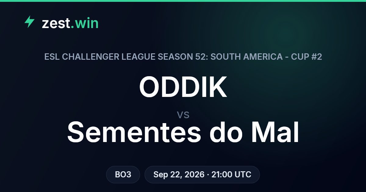 ODDIK vs Sementes do Mal Prediction — ESL Challenger League SA