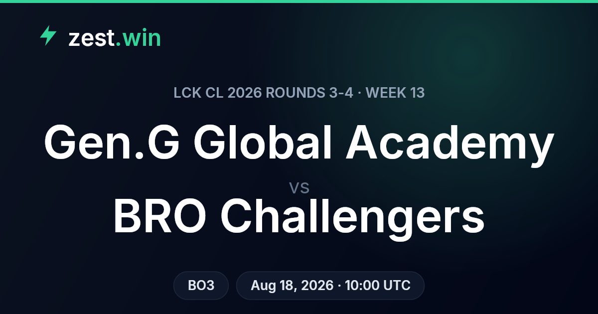 Gen.G Global Academy vs BRO Challengers Prediction – LCK CL Week 13