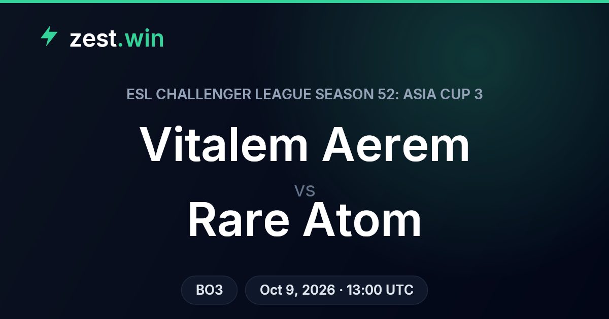 Vitalem Aerem vs Rare Atom: model backs Rare Atom at 72%