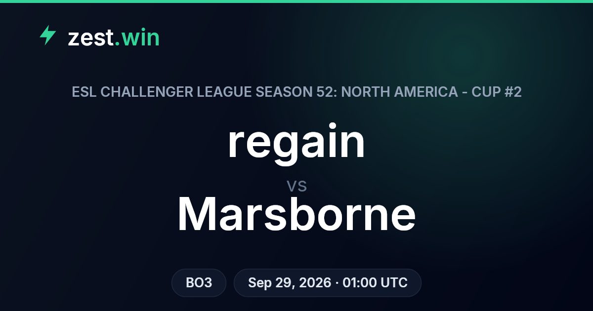 regain vs Marsborne Prediction — ESL Challenger League Season 52