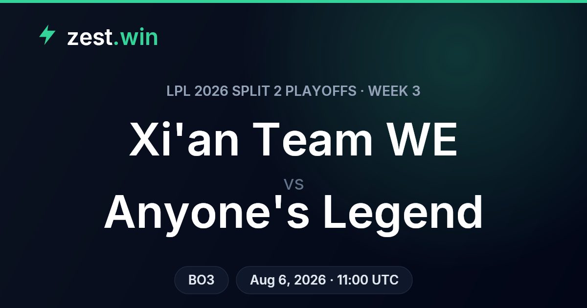 Team WE vs Anyone's Legend: LPL 2026 Split 2 Playoffs Prediction