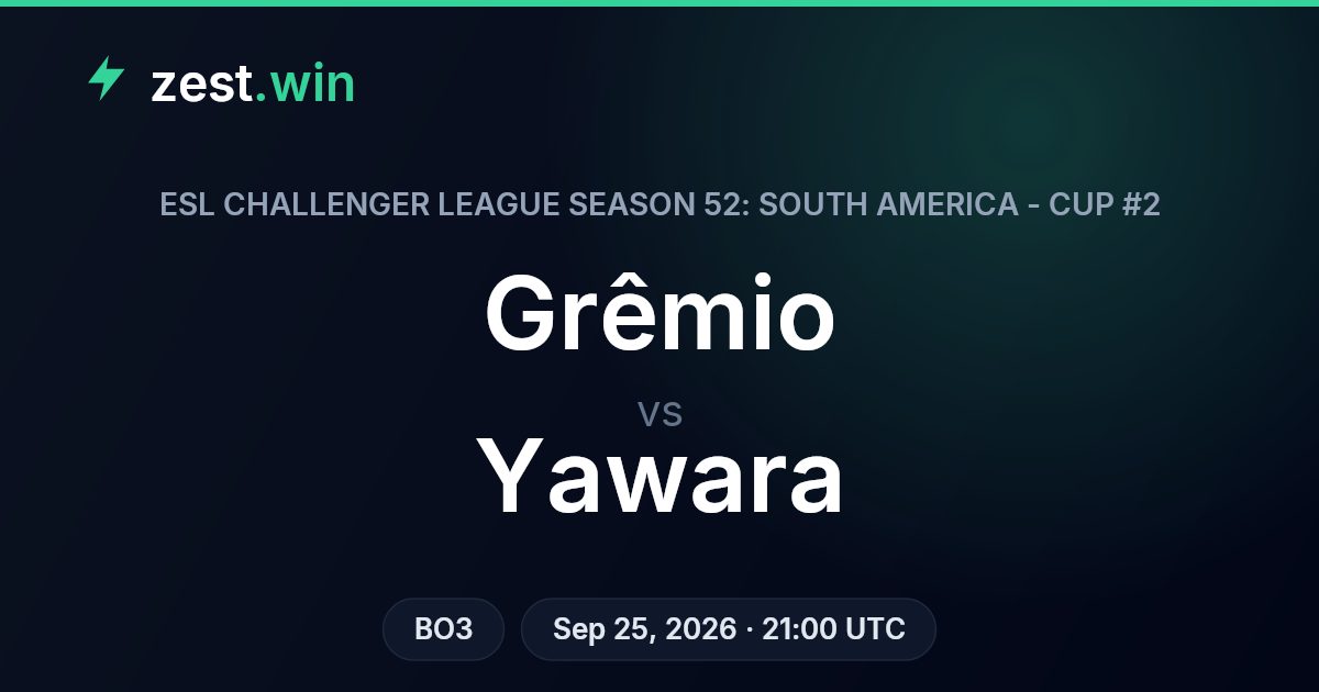 Grêmio vs Yawara Prediction — ESL Challenger League SA Cup #2