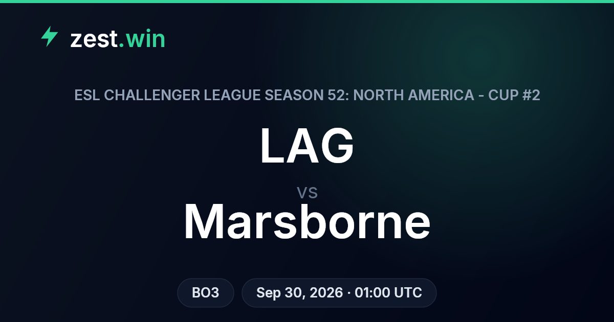 LAG vs Marsborne Prediction — ESL Challenger League NA Cup #2