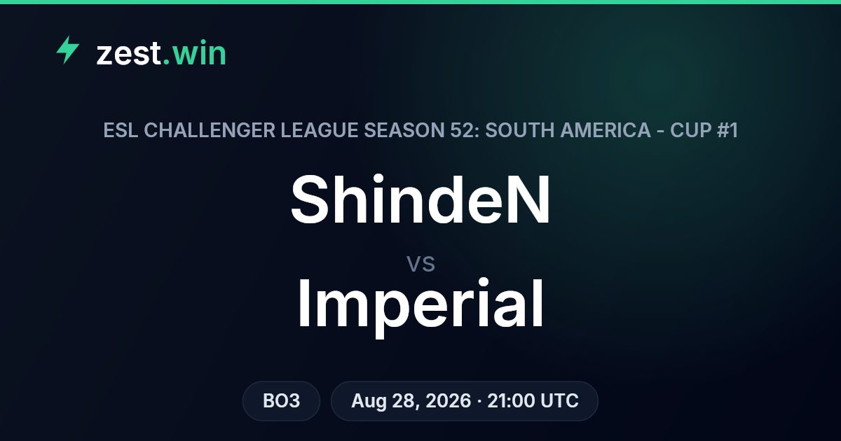 ShindeN vs Imperial Prediction — ESL Challenger League SA Cup #1