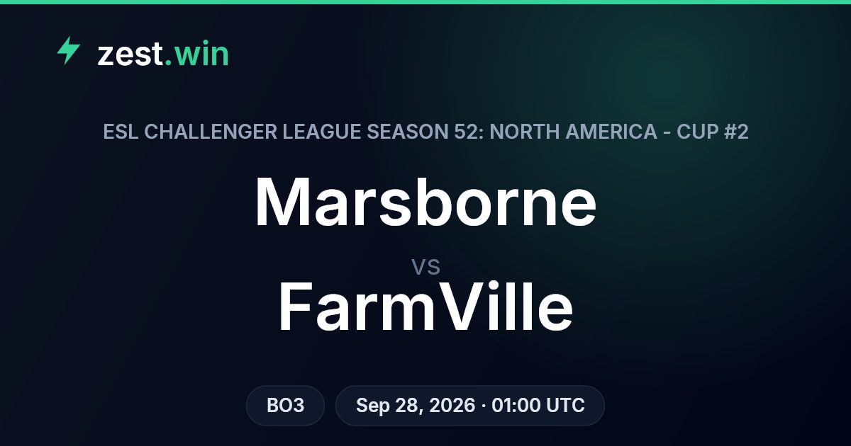 Marsborne vs FarmVille Prediction — ESL Challenger League NA