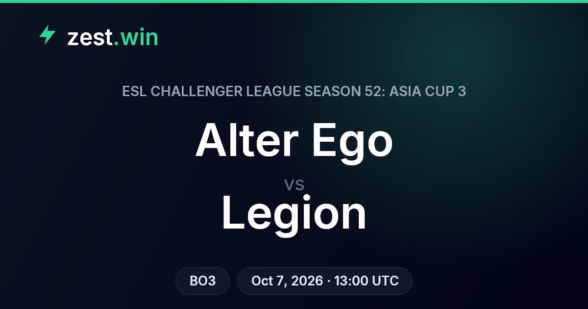 Alter Ego vs Legion Prediction — ESL Challenger League Asia Cup 3