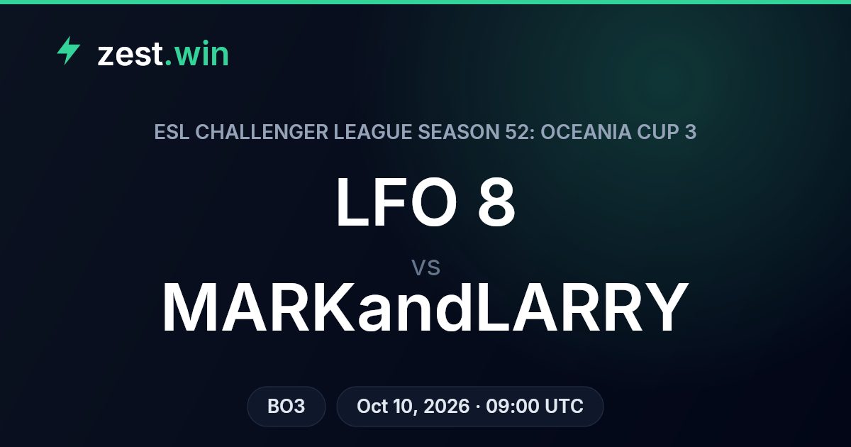 LFO 8 vs MARKandLARRY: model favors LFO 8 in Oceania BO3